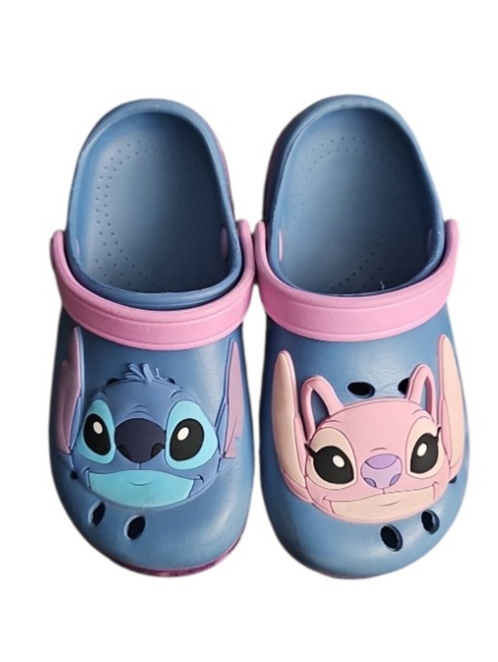 Disney Stitch Angel Clogs Kids 11/12 Blue Pink Slip On Sandals Lilo & Stitch
